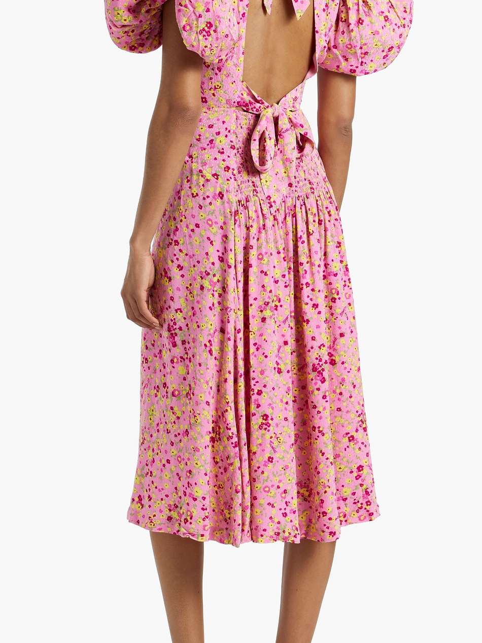 floral-print jacquard midi dress