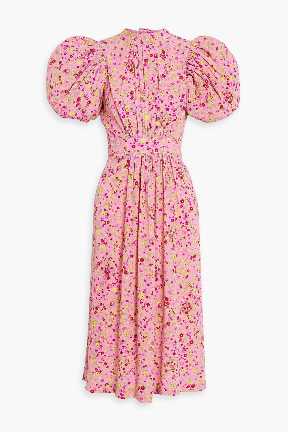 Shop Rotate Birger Christensen Floral-print Jacquard Midi Dress In Pink