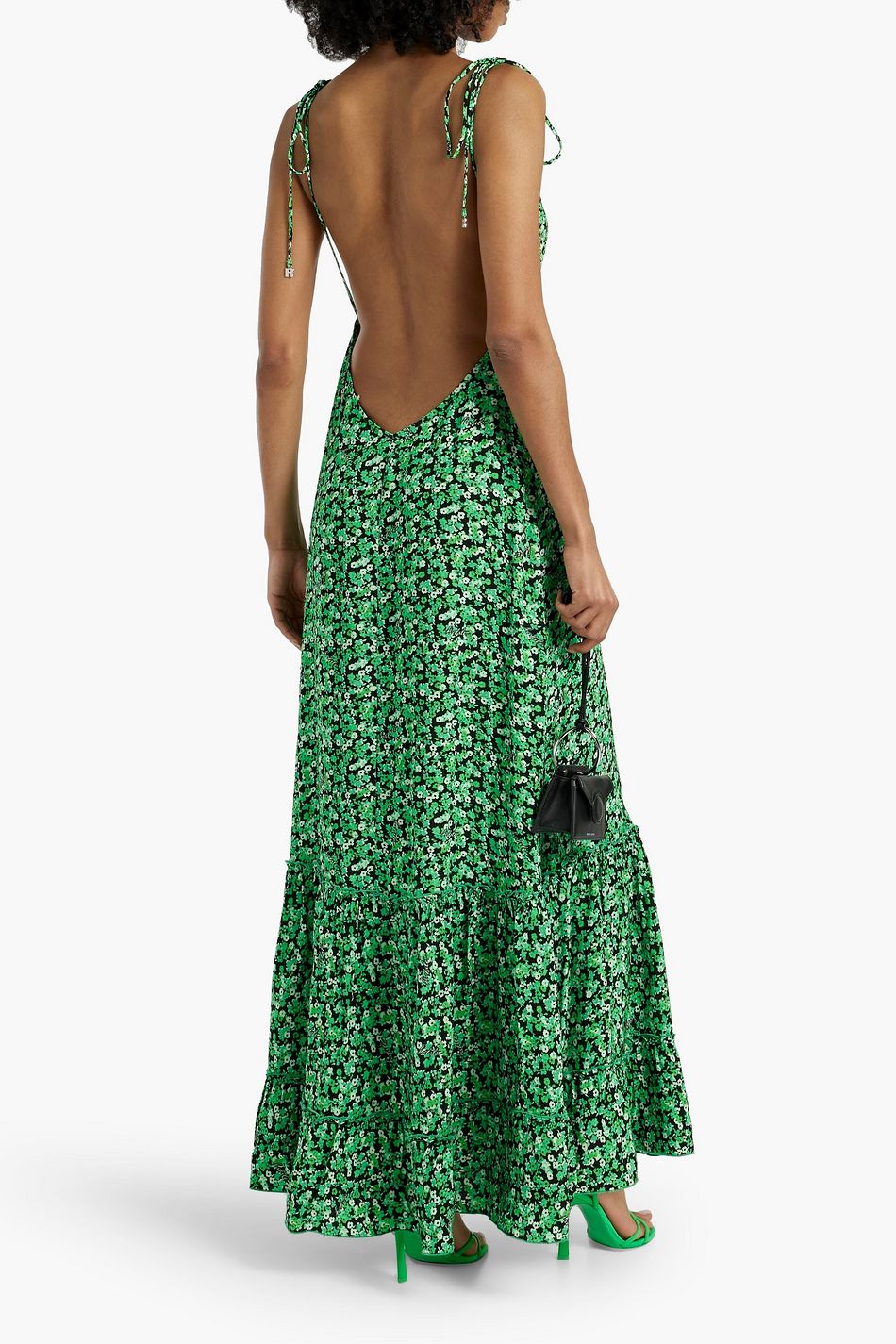 ROTATE BIRGER CHRISTENSEN Open-back floral-print jacquard maxi dress ...