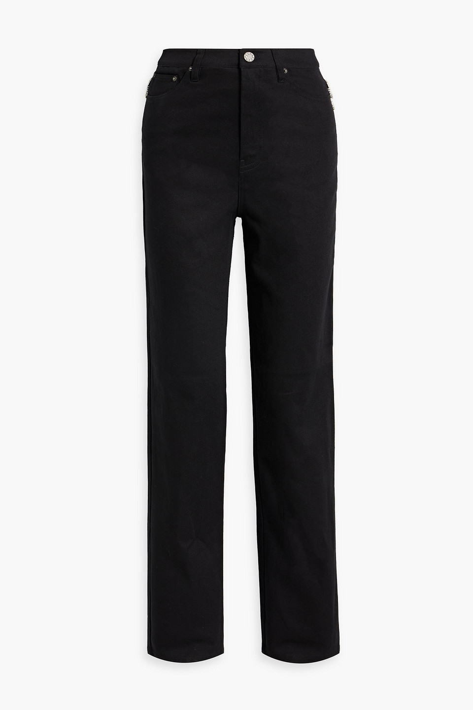 Rotate Birger Christensen Crystal-embellished Straight-leg Jeans In Black