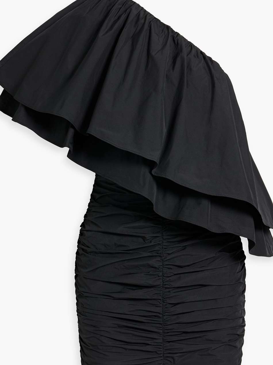 taft one-shoulder ruffled taffeta mini dress