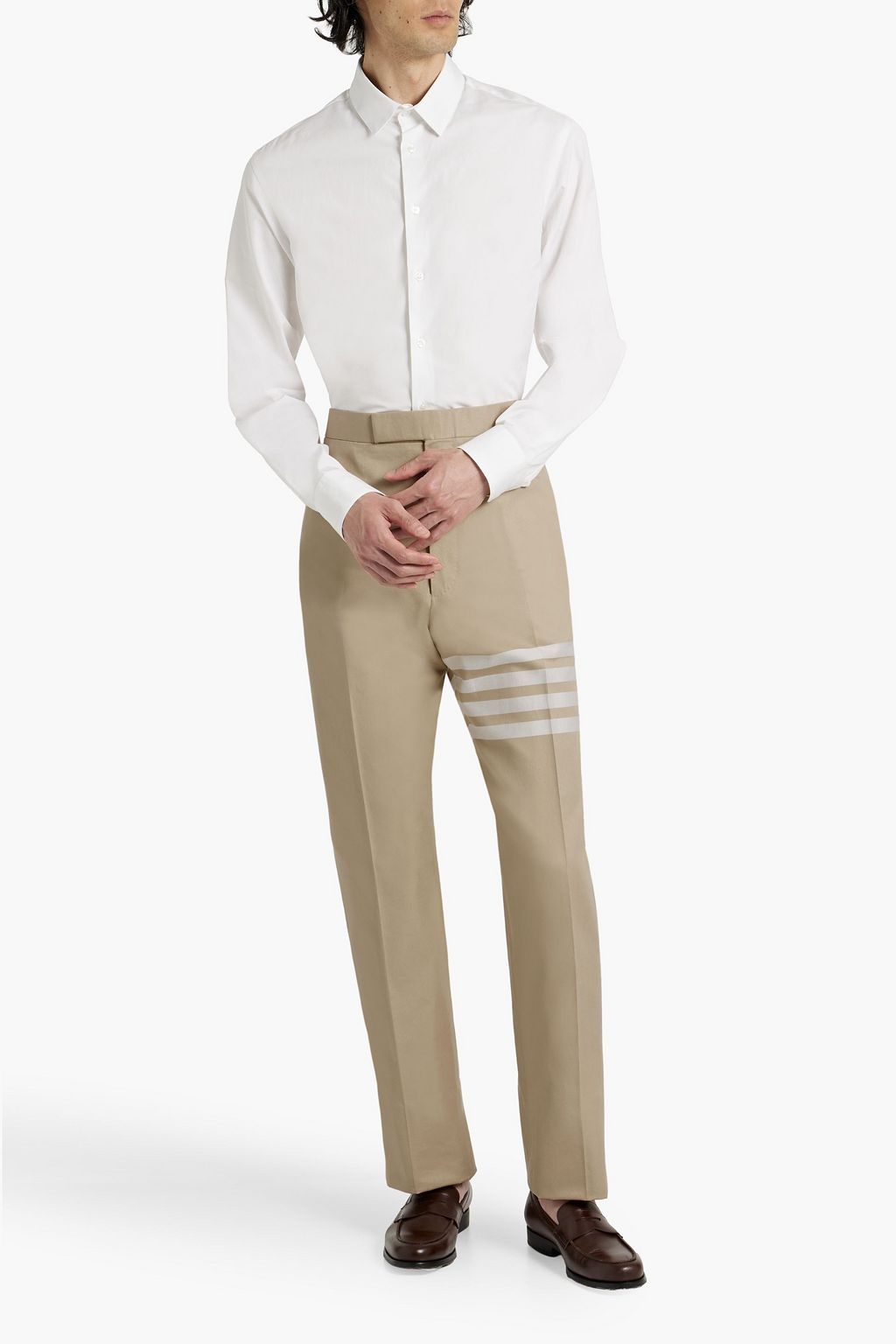 THOM BROWNE Striped cotton-twill pants