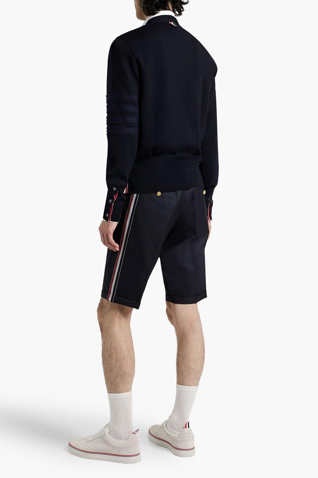 THOM BROWNE شورت من صوف تويل بتصميم مخطط