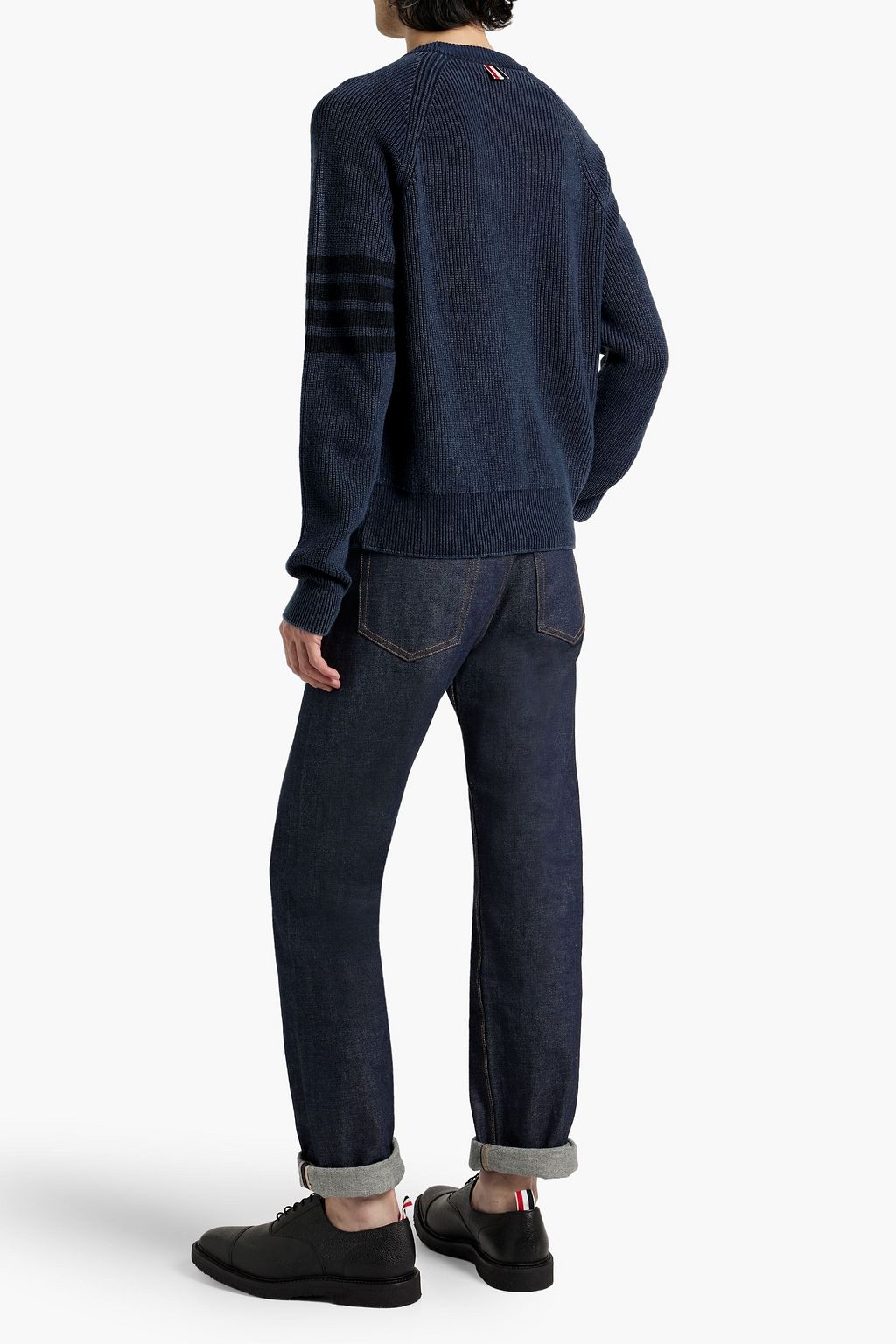 THOM BROWNE 스트라이프 리브 캐시미어 스웨터