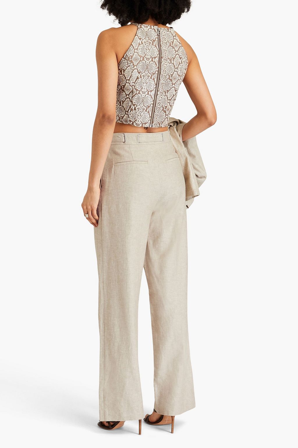 REMAIN BIRGER CHRISTENSEN Belted linen and cotton-blend twill wide-leg pants
