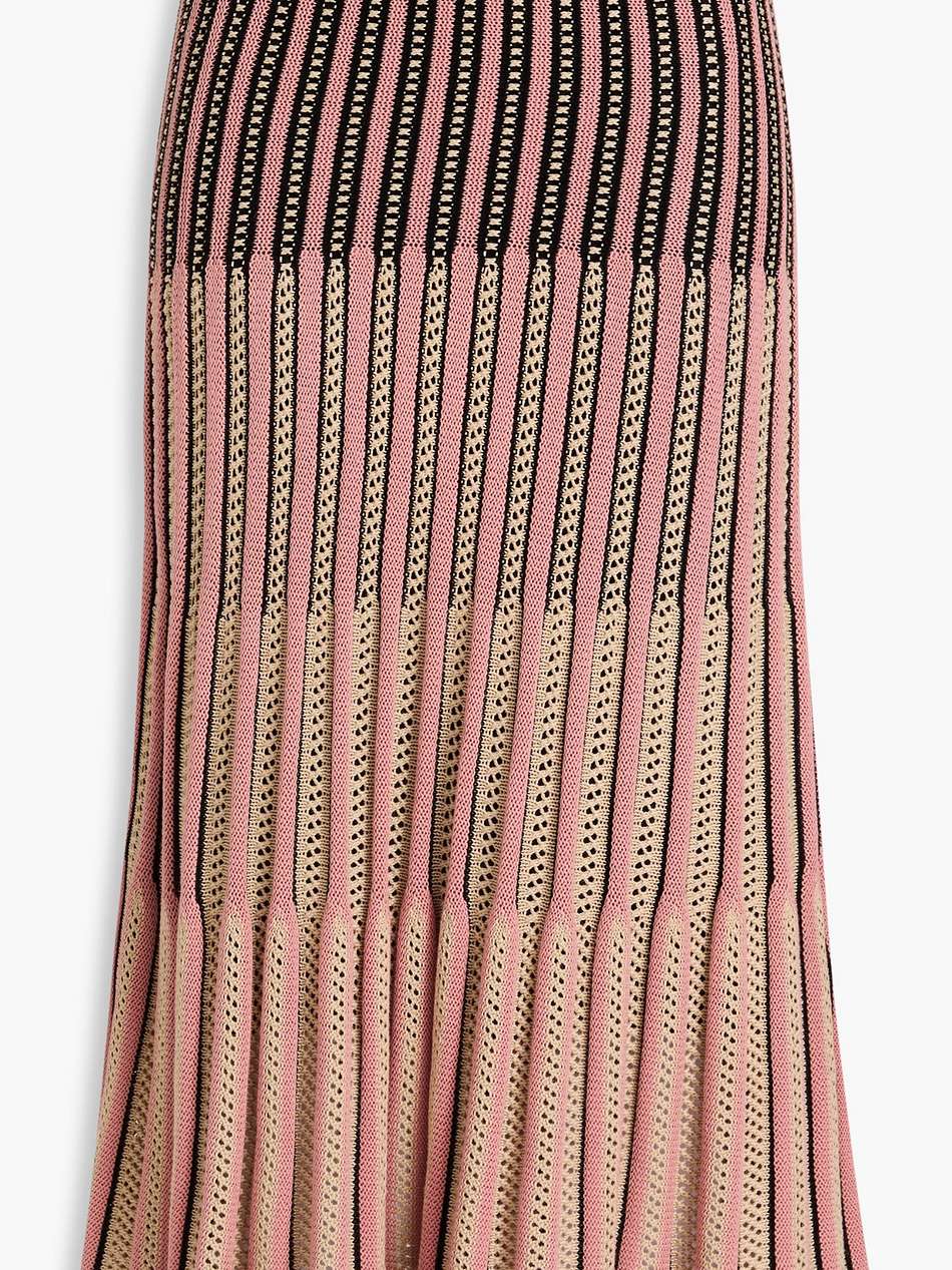 ribbed pointelle-knit cotton-blend midi skirt