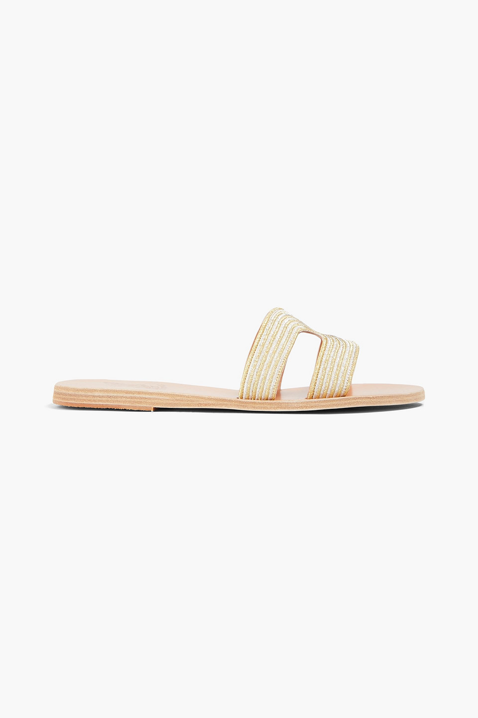 Ancient Greek Sandals Kentima Metallic Embroidered Leather Sandals In Platinum