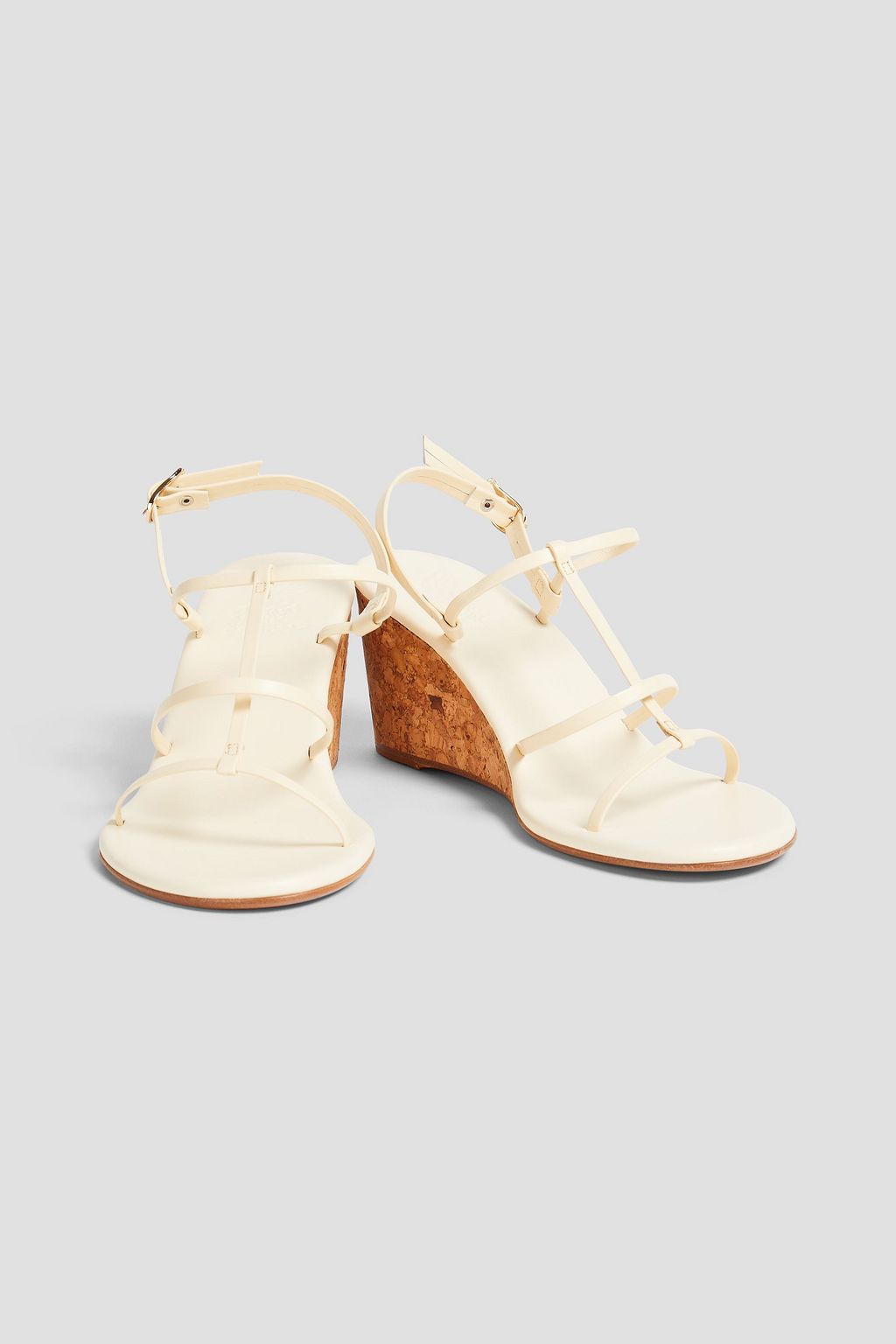 ANCIENT GREEK SANDALS صندل "فاي" من الجلد بكعب ويدج مزود بحزام خلفي
