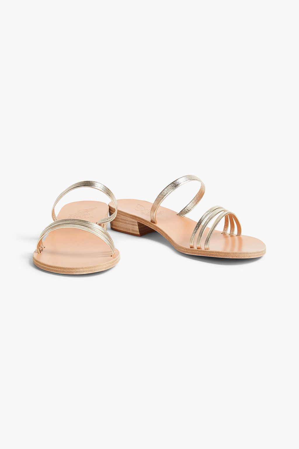 ANCIENT GREEK SANDALS صندل "سيوبي" من الجلد بلون معدني