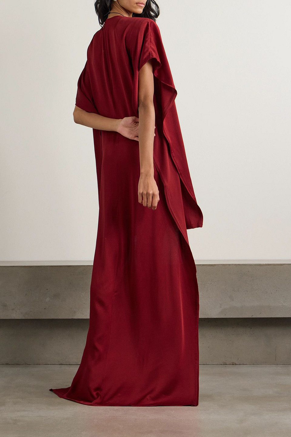  Stella Mccartney - Asymmetrisches Maxikleid Aus Satin Mit Drapierung Und Cape-effekt - Burgunderrot - It 40 