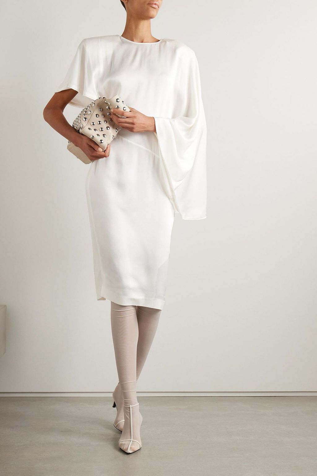 STELLA MCCARTNEY Asymmetric draped satin midi dress