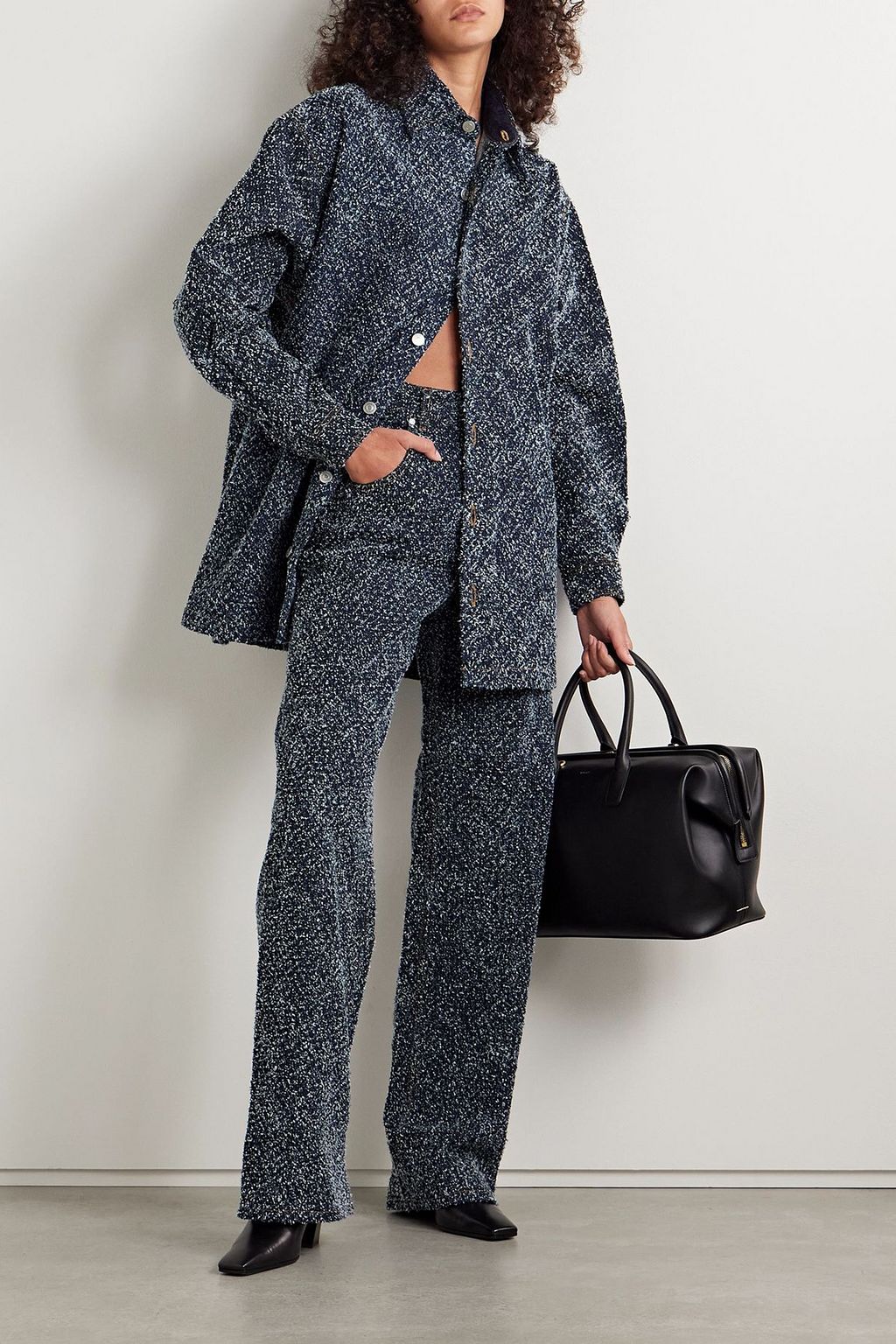 STELLA MCCARTNEY Oversized bouclé-denim shirt