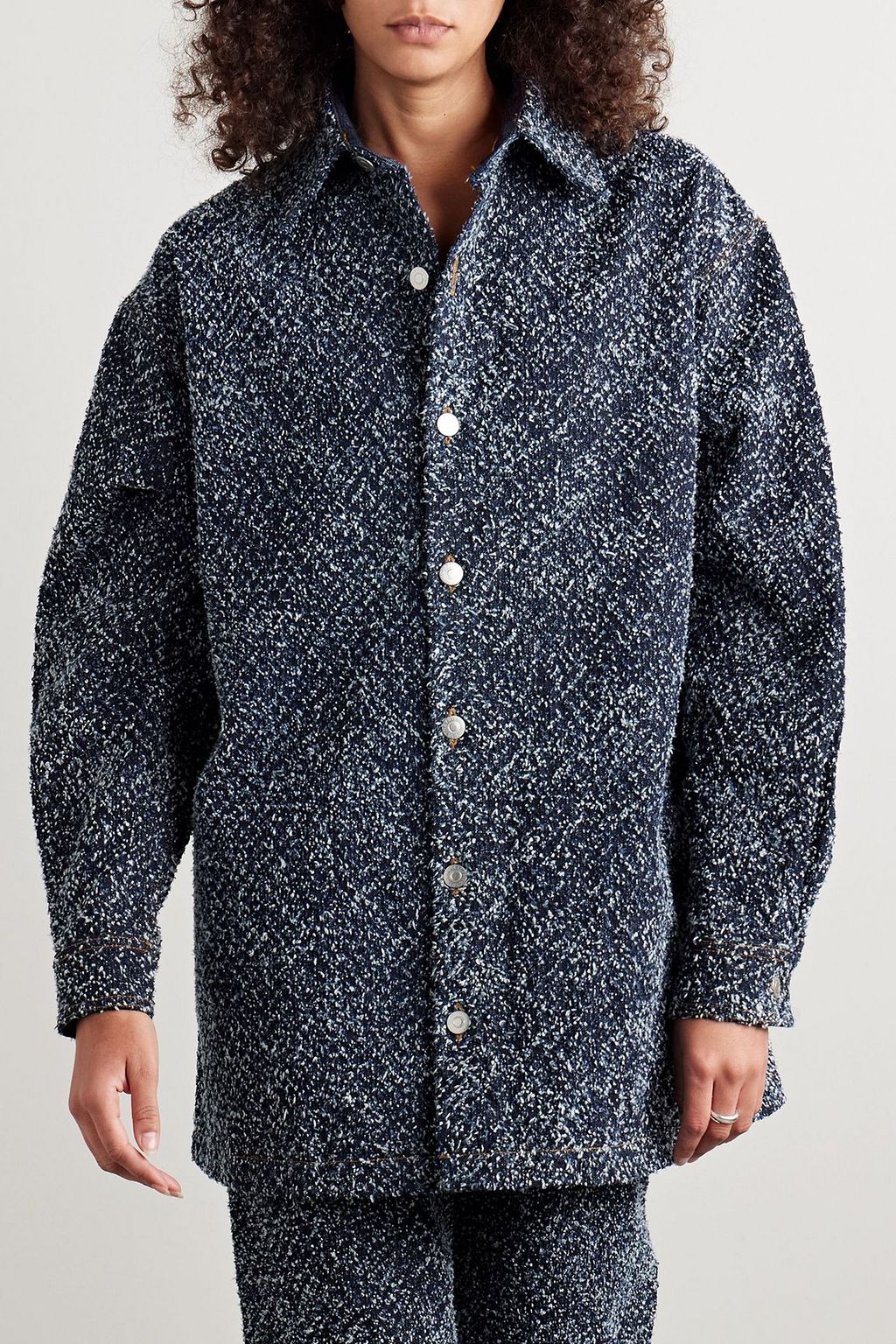 STELLA MCCARTNEY Oversized bouclé-denim shirt