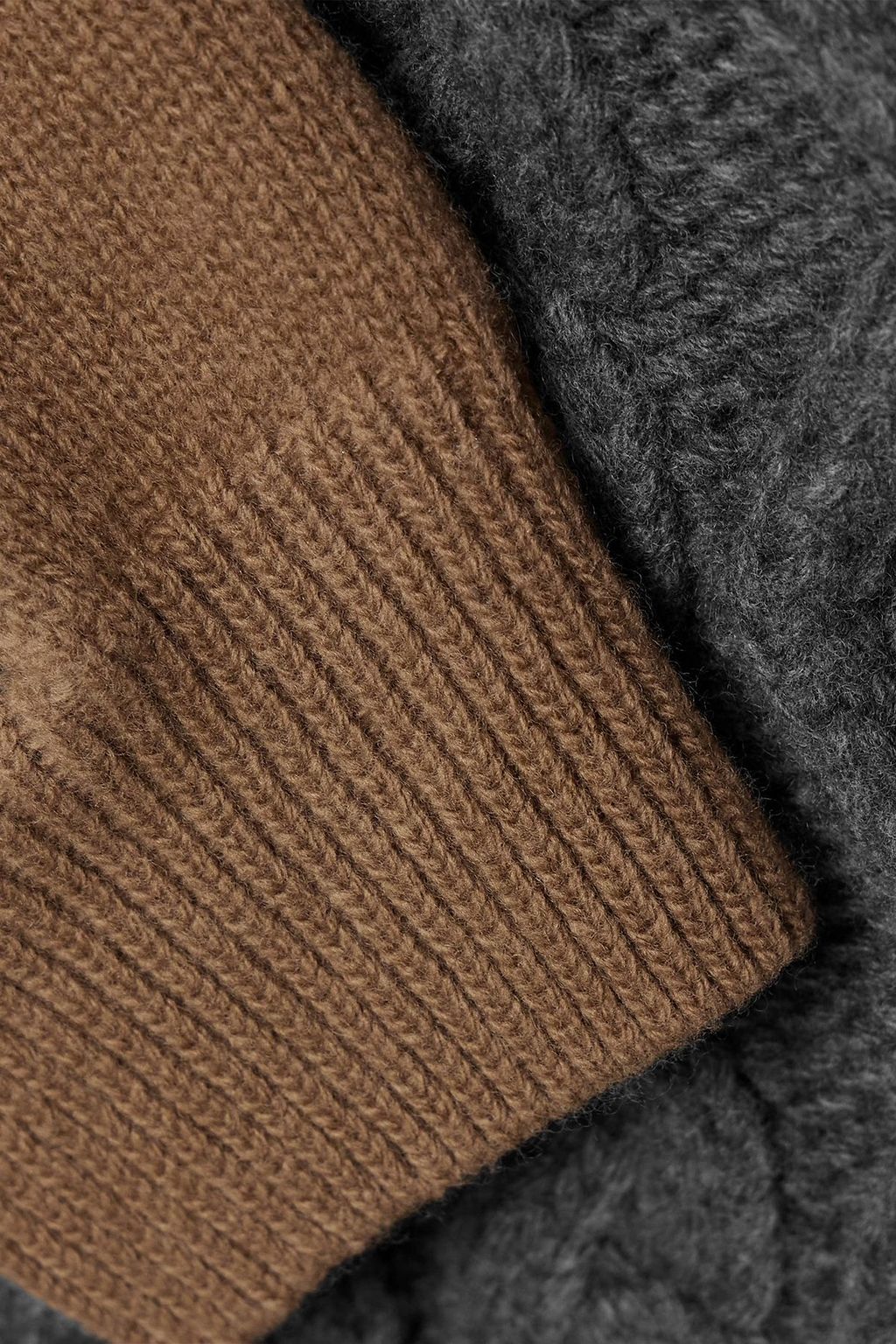 STELLA MCCARTNEY Paneled ribbed and cable-knit wool turtleneck sweater