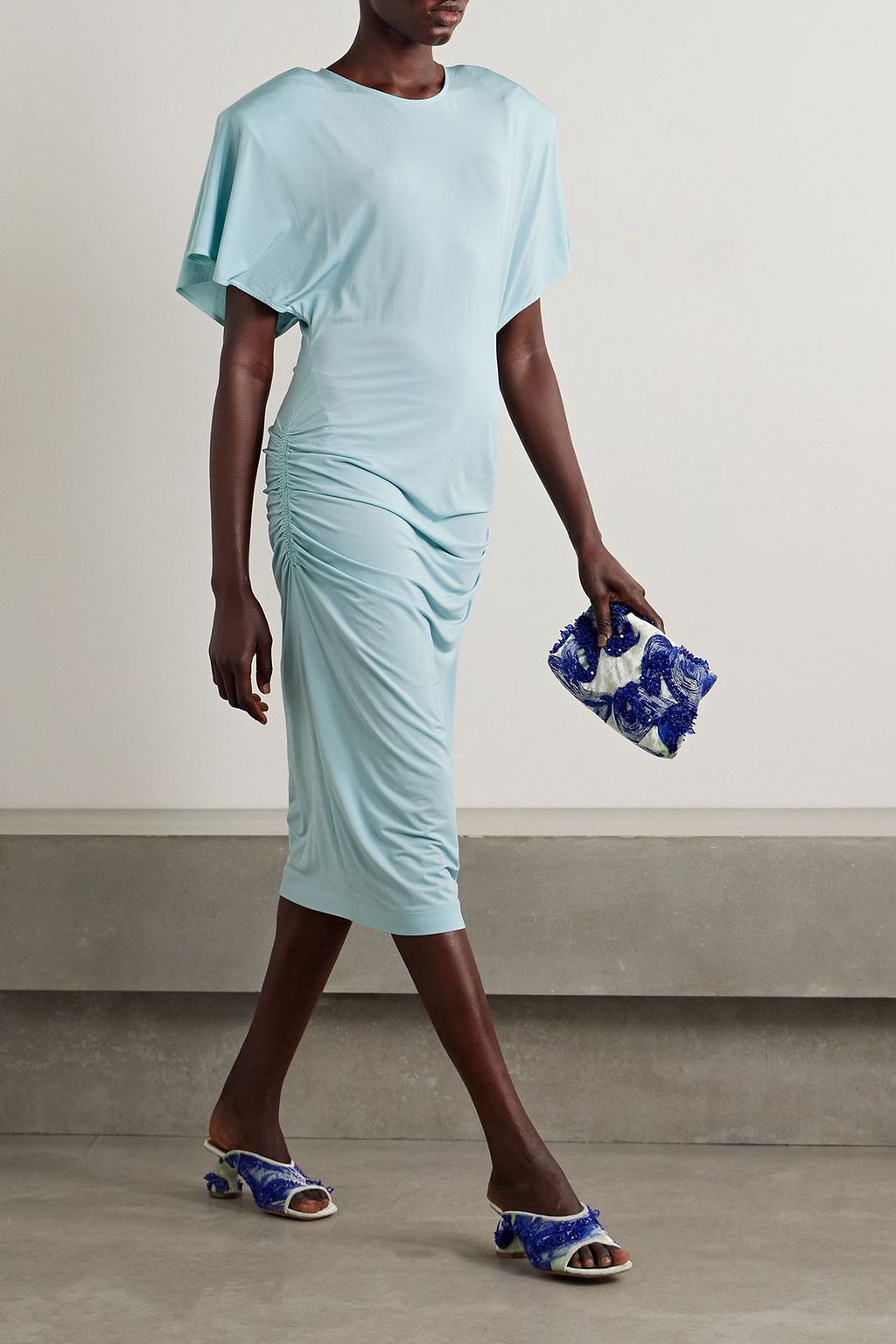 STELLA MCCARTNEY Ruched jersey midi dress