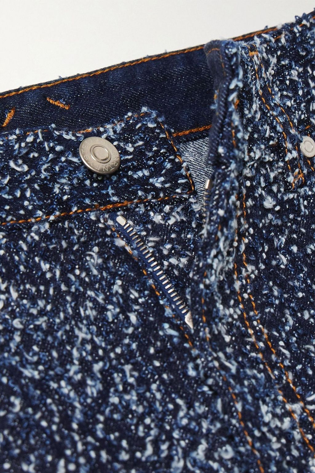 STELLA MCCARTNEY Denim-bouclé high-rise straight-leg jeans