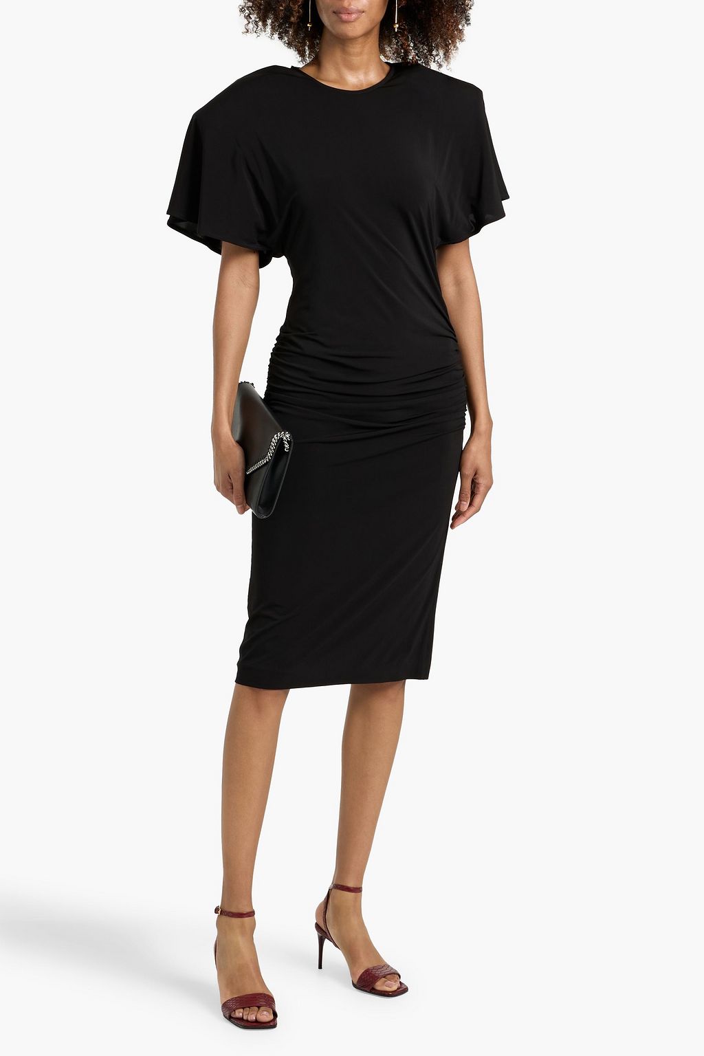 striped knit cape style midi dress by stella mccartney STELLA MCCARTNEY Ruched jersey midi dress