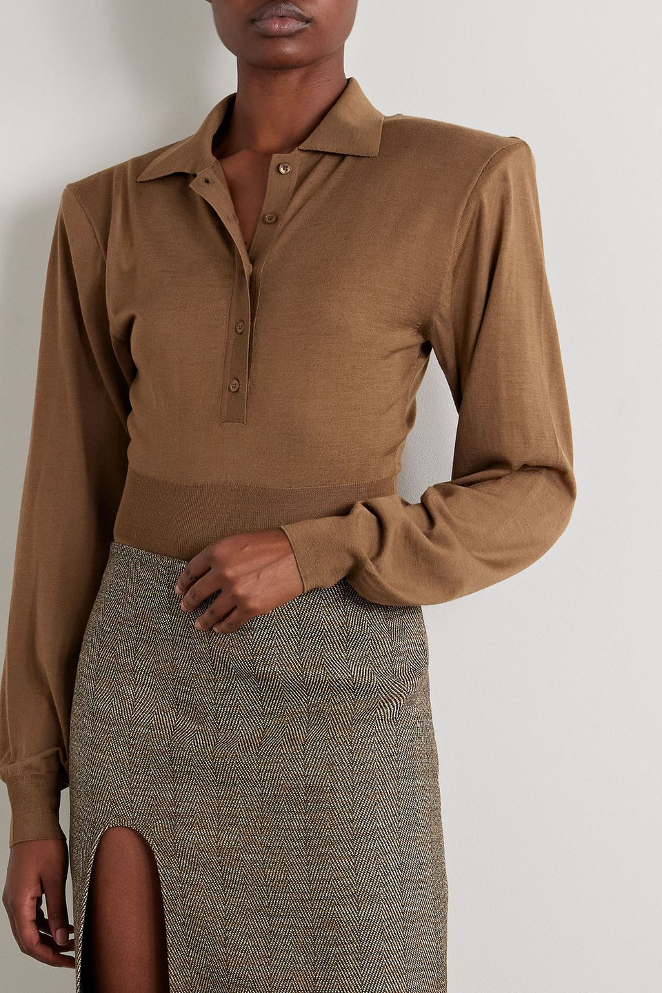 Stella Mccartney Wool Bodysuit In Brown