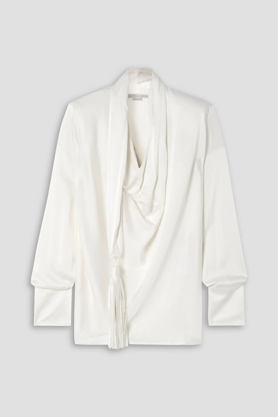 stella mccartney - tasseled draped satin-crepe blouse - white - it 42