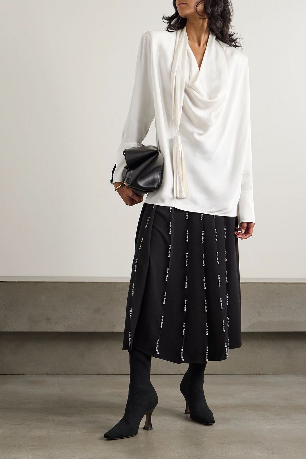 STELLA MCCARTNEY Tasseled draped satin-crepe blouse