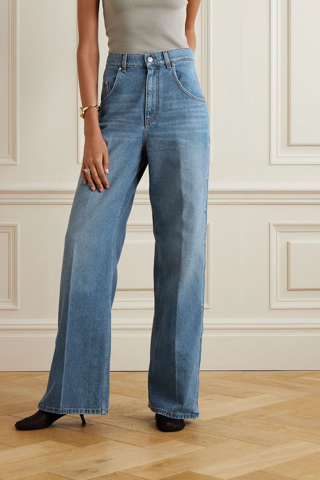 STELLA MCCARTNEY Button-detailed mid-rise flared jeans