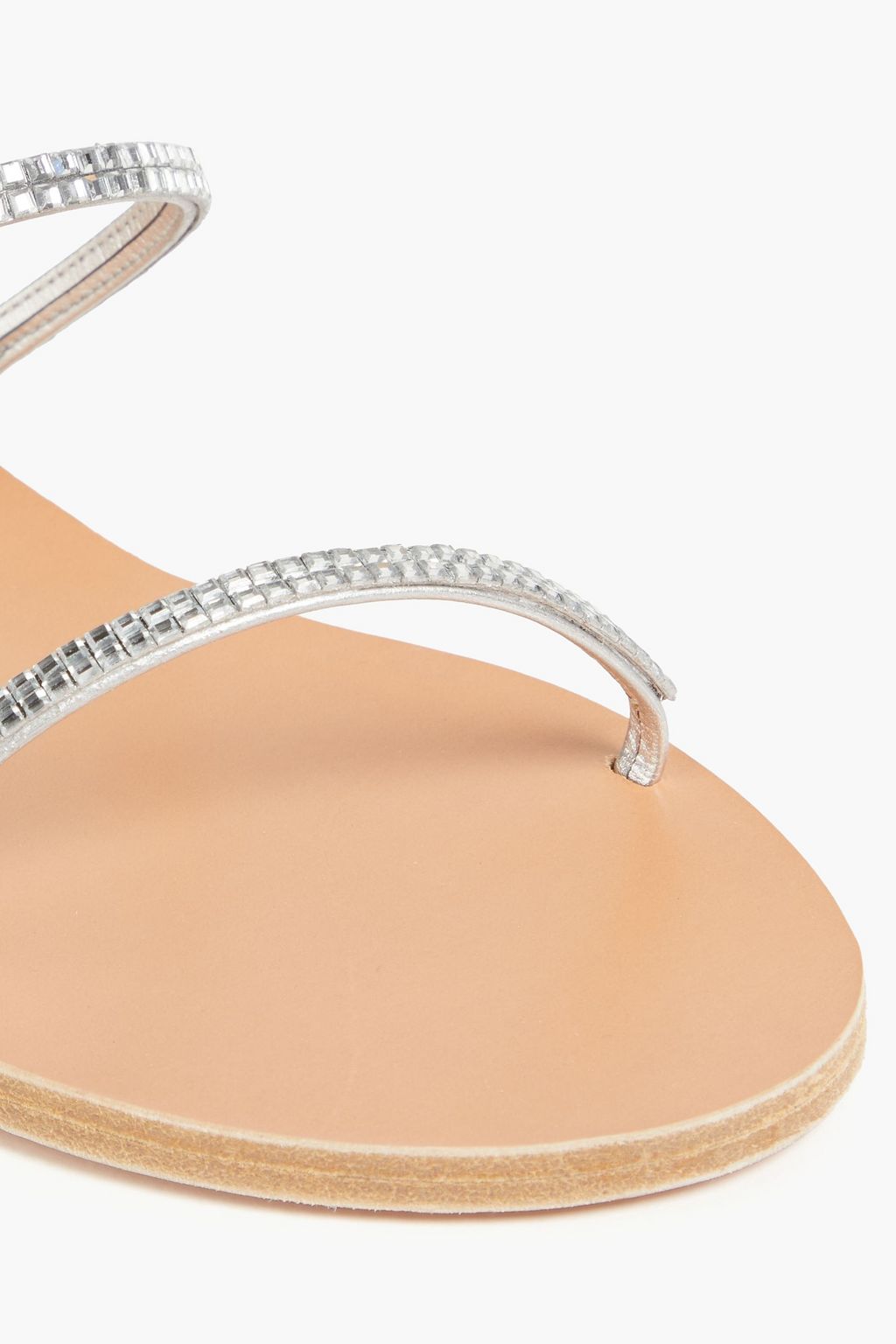 ANCIENT GREEK SANDALS صندل "سايتا" من الجلد مزين بالكريستال بلون معدني