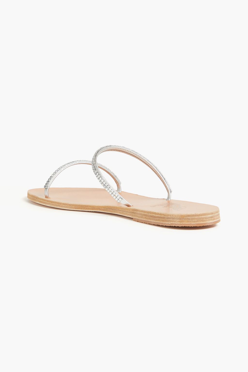 ANCIENT GREEK SANDALS صندل "سايتا" من الجلد مزين بالكريستال بلون معدني