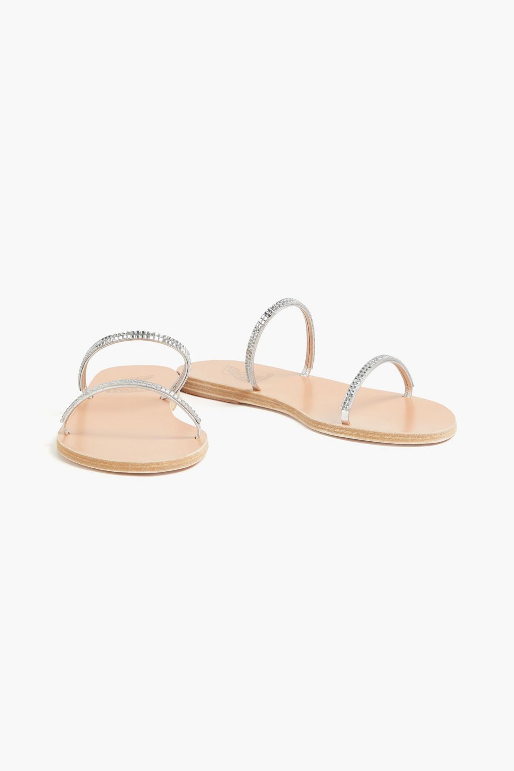 ANCIENT GREEK SANDALS صندل "سايتا" من الجلد مزين بالكريستال بلون معدني
