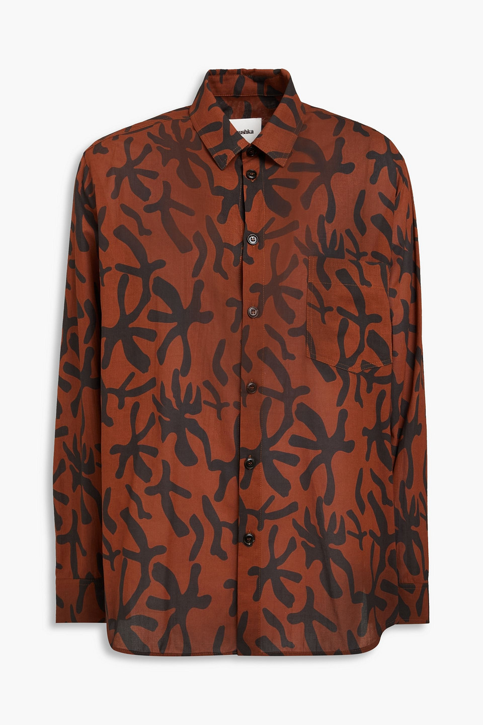 Nanushka Jilco Printed Cotton-voile Shirt In Tan