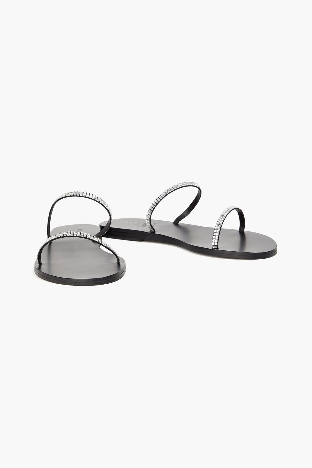 ANCIENT GREEK SANDALS Saita crystal-embellished metallic leather sandals