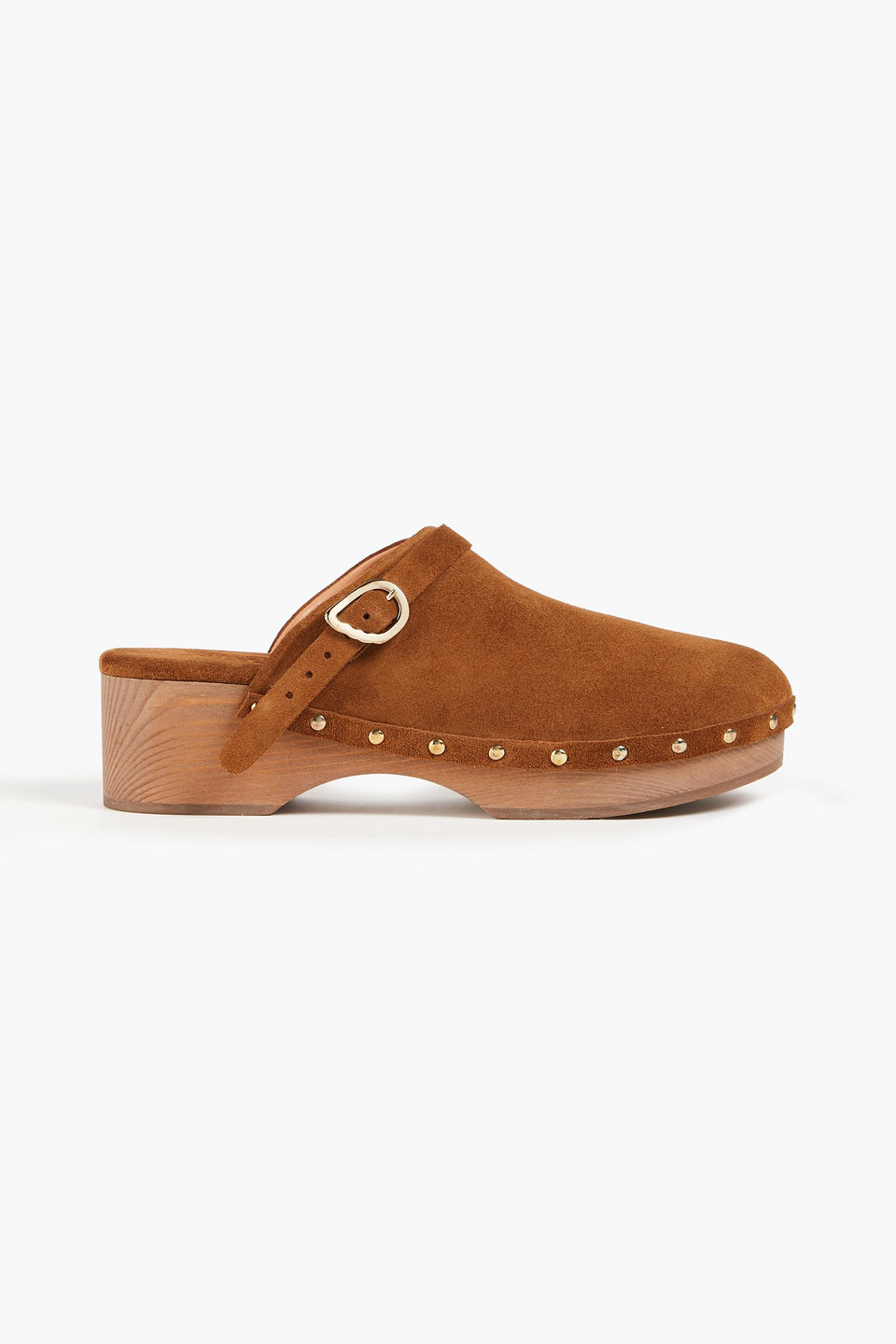 Ancient Greek Sandals Studded Suede Clogs In Beige