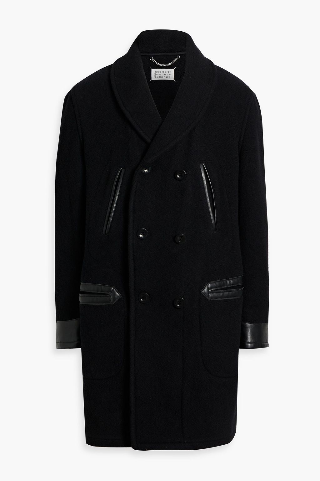 MAISON MARGIELA Double-breasted faux leather-trimmed wool-blend  