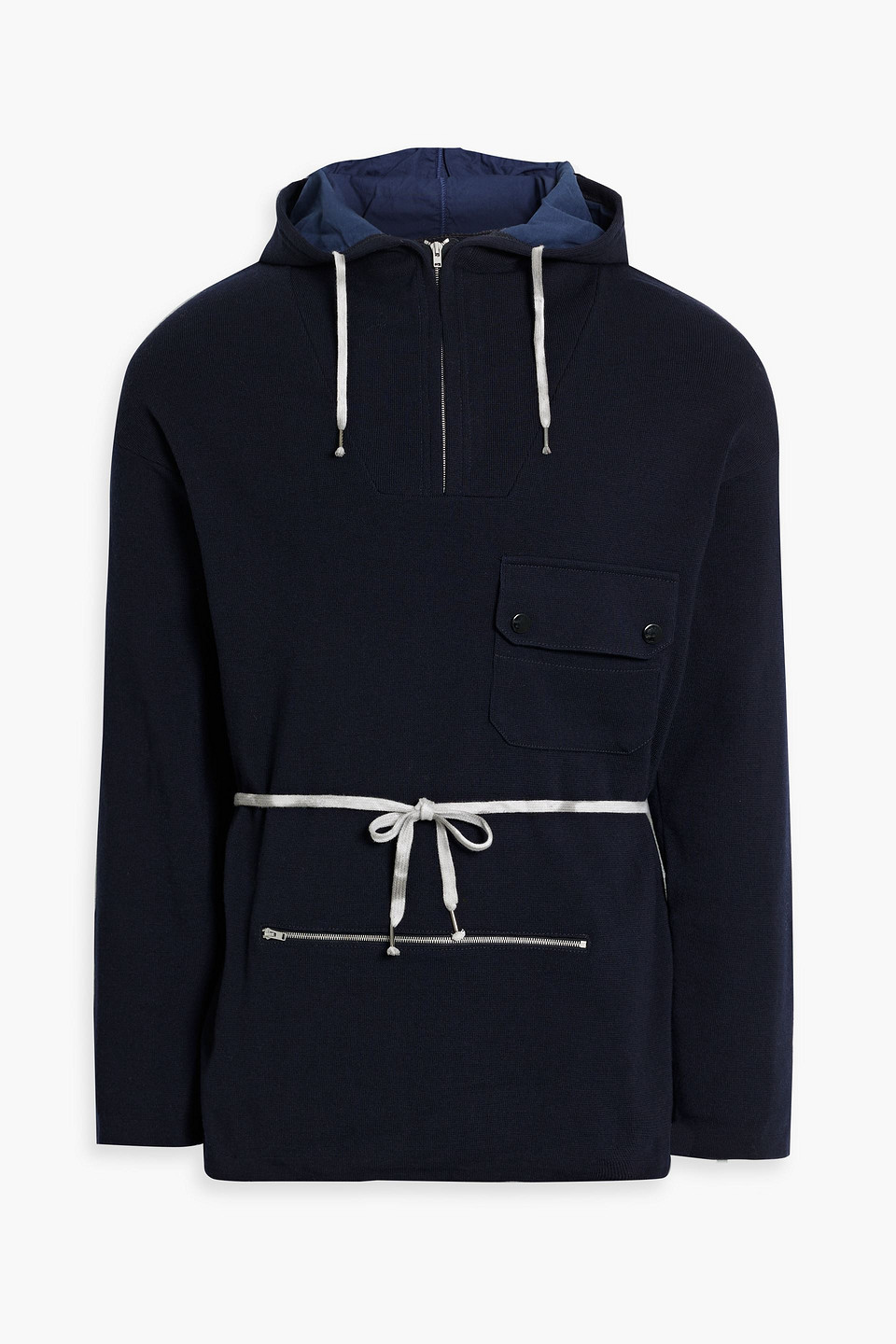 Maison Margiela Stretch-knit Hooded Jacket In Midnight Blue