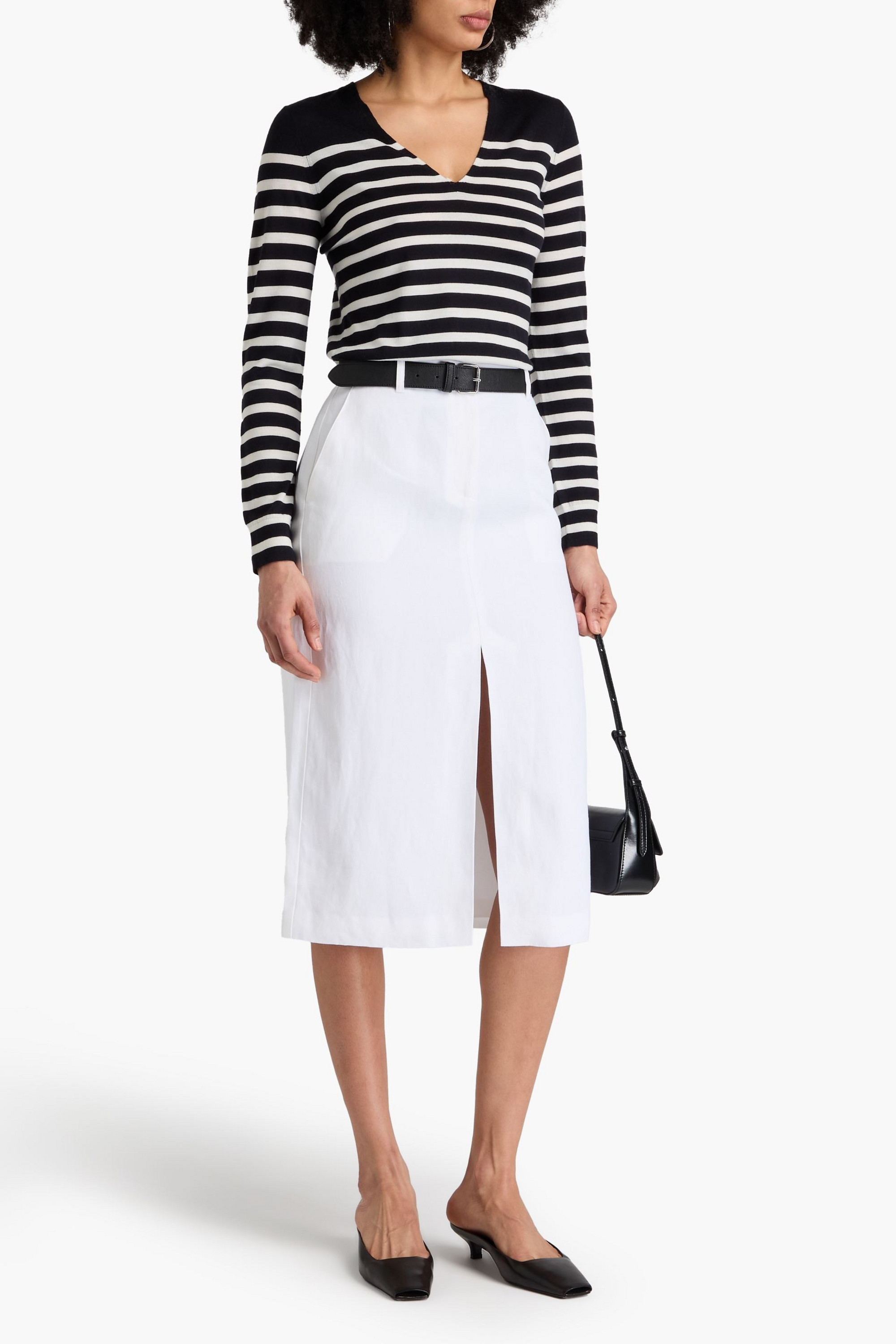 Theory Linen midi skirt
