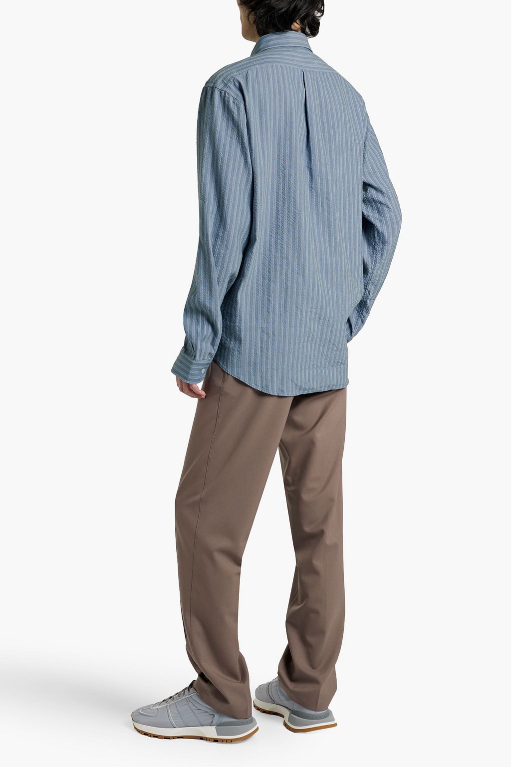 MAISON MARGIELA Striped linen and cotton-blend seersucker shirt