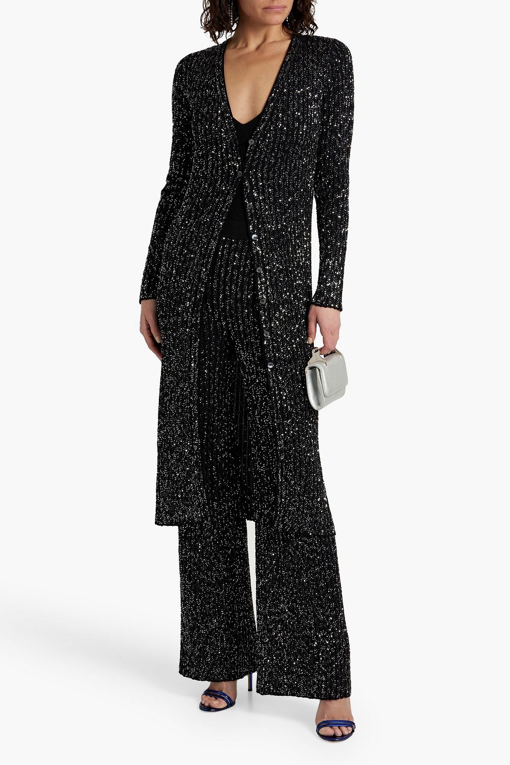 MISSONI كارديغان من نسيج بحبكة كروشيه ومزين بأقراص براقة