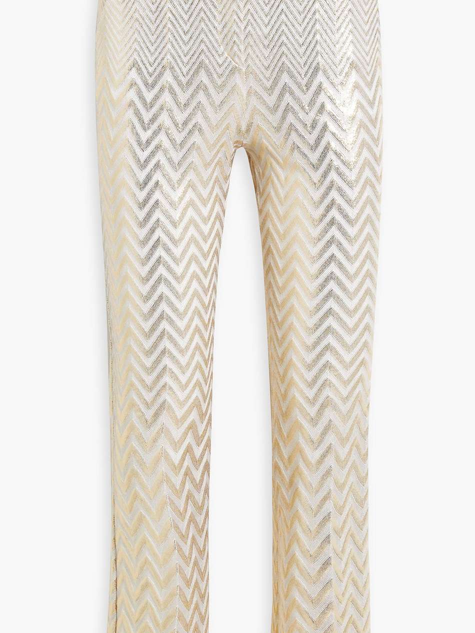 metallic cotton-blend straight-leg pants