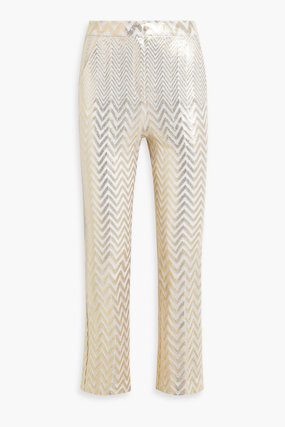 Missoni Metallic Cotton-blend Straight-leg Pants In Gold