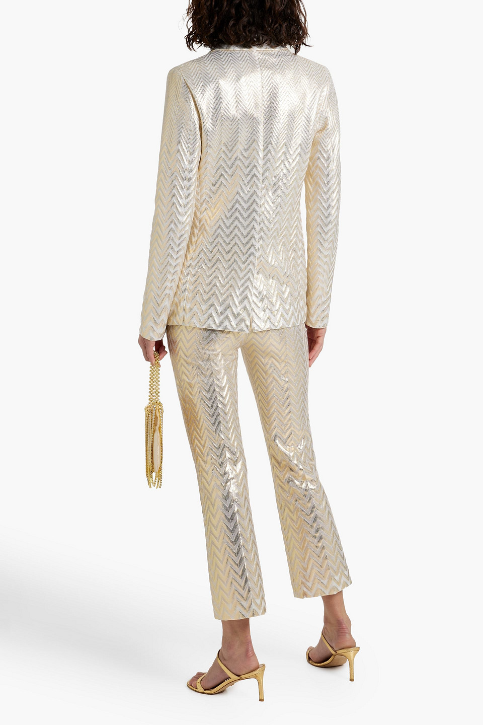 Shop Missoni Metallic Cotton-blend Blazer In Gold