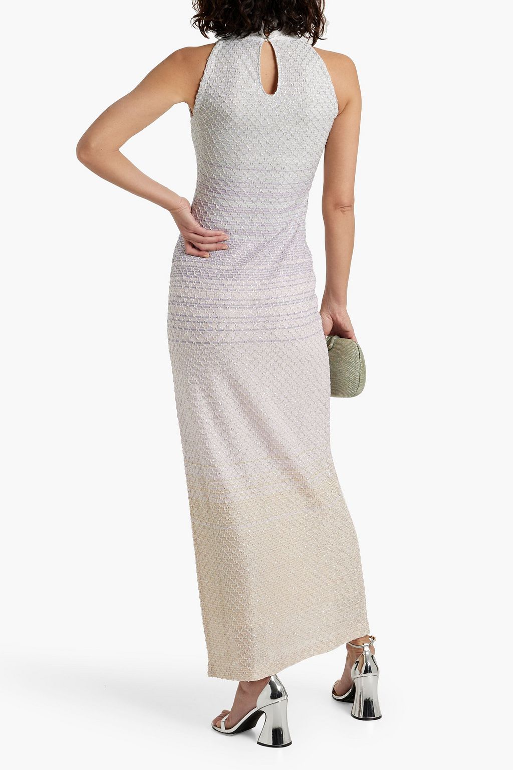 MISSONI فستان طويل مزركش من نسيج بحبكة كروشيه