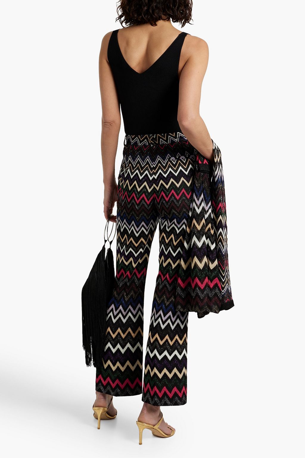 MISSONI Metallic crochet-knit flared pants