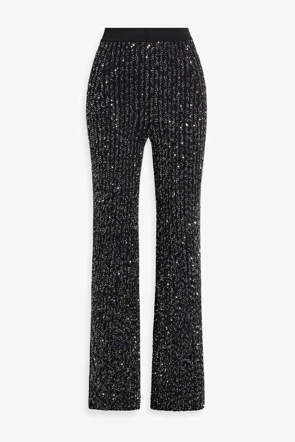 Missoni Sequin-embellished Crochet-knit Flared Pants In Schwarz