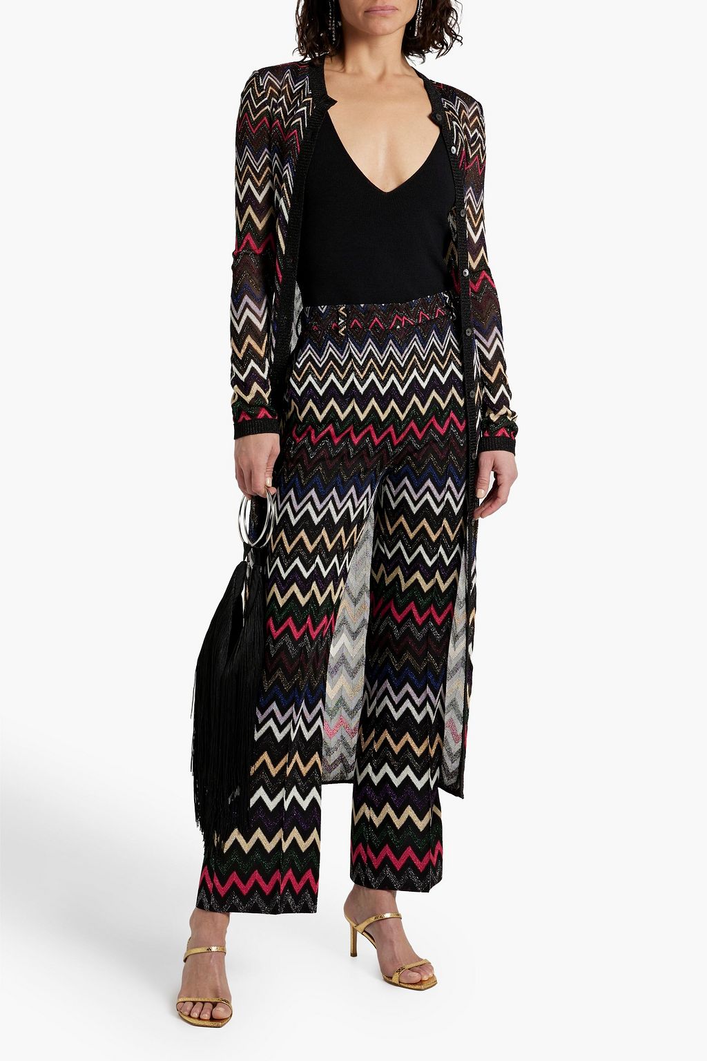 MISSONI 메탈릭 크로셰 니트 카디건