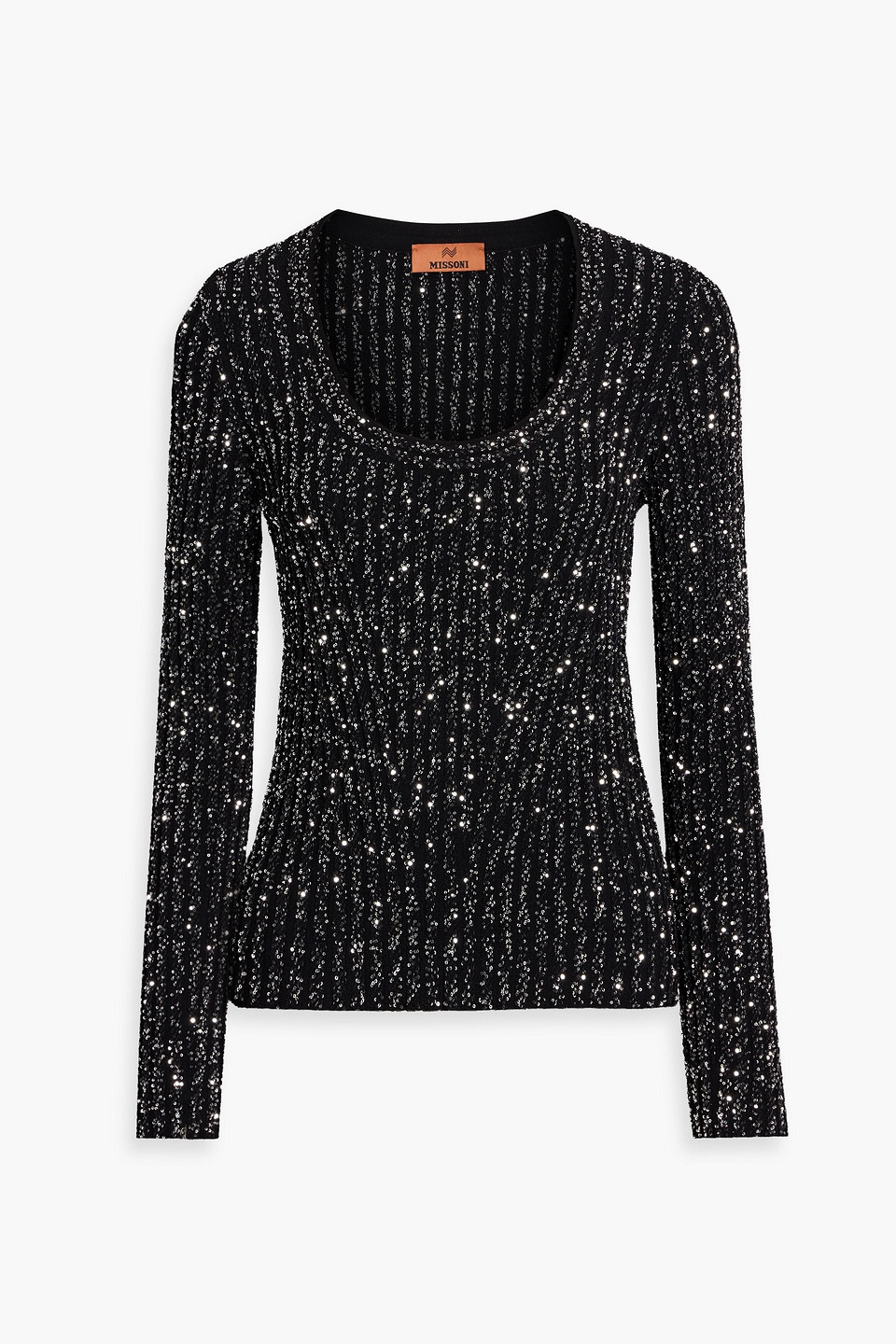 Missoni Sequin-embellished Crochet-knit Sweater In Black