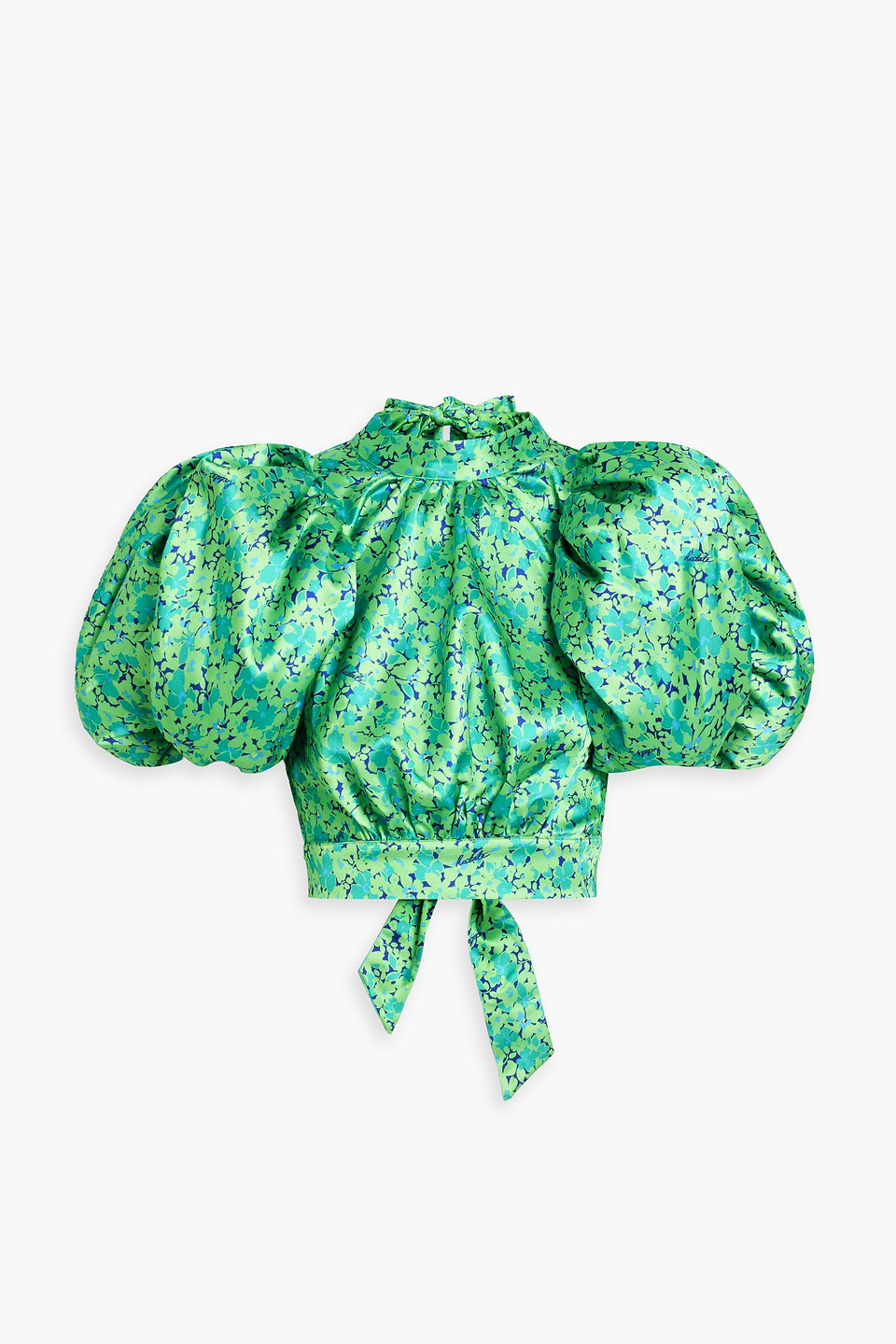 Rotate Birger Christensen Cropped Cutout Floral-print Top In Jade