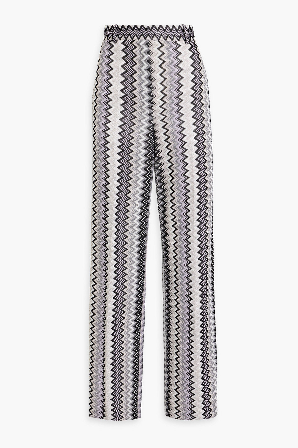 Missoni Metallic Crochet-knit Straight-leg Pants In Silver