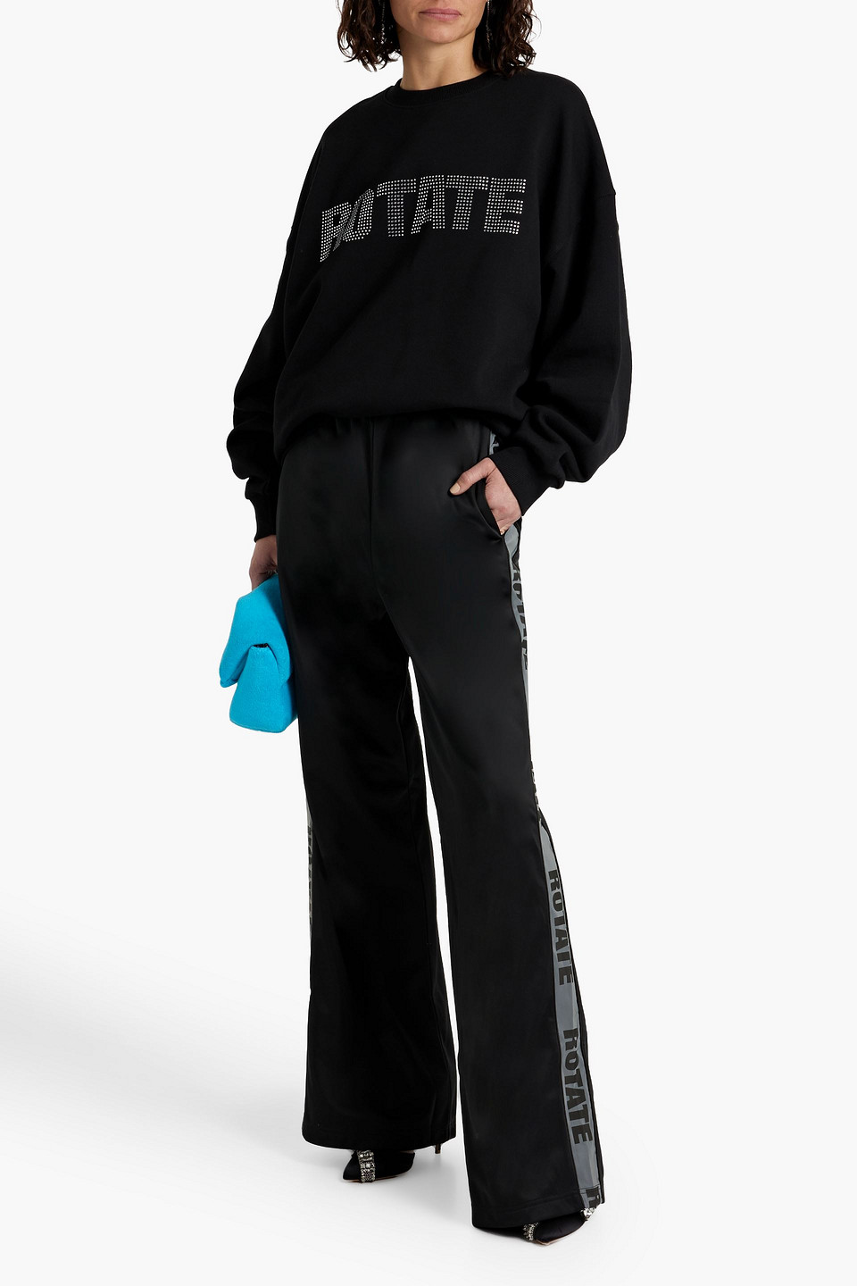 Rotate Birger Christensen Wide Pants With Sequins. In Black