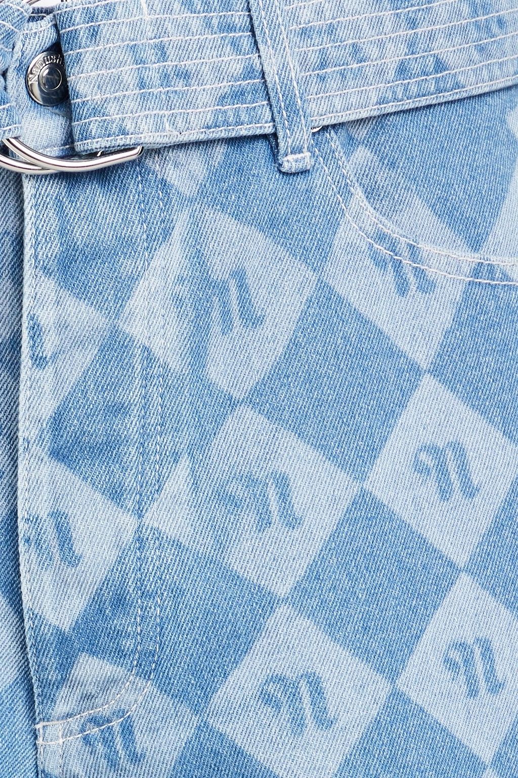 NANUSHKA Novan belted logo-print denim shorts
