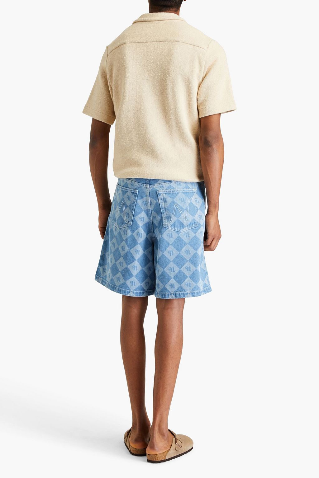NANUSHKA Novan belted logo-print denim shorts