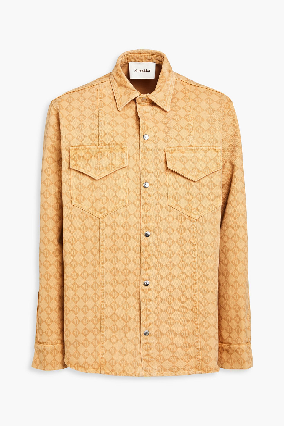 Nanushka Tristo Logo-print Denim Shirt In Sand